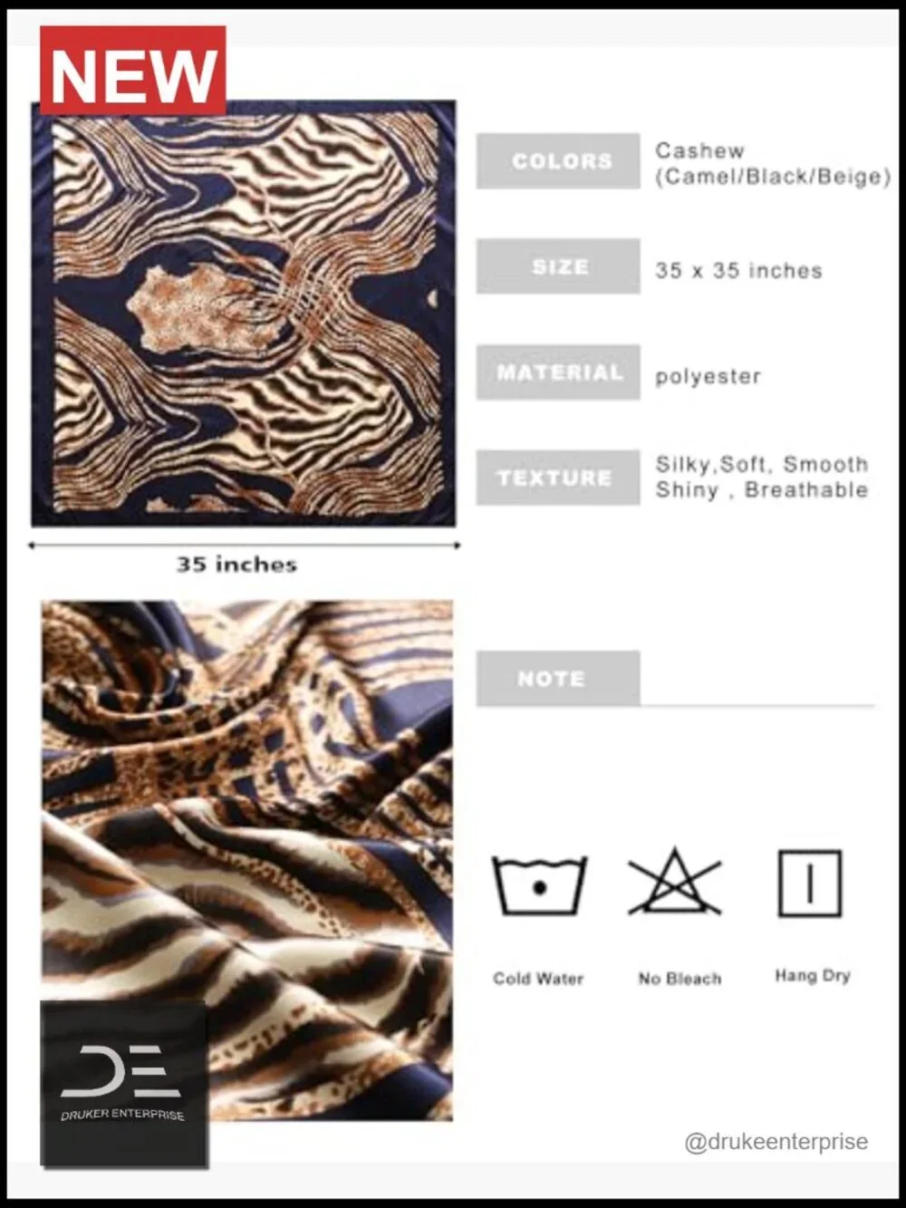 Square Satin Head Scarf for Women - Like Silk Hair Bandanna Hair Wrapping Scarf